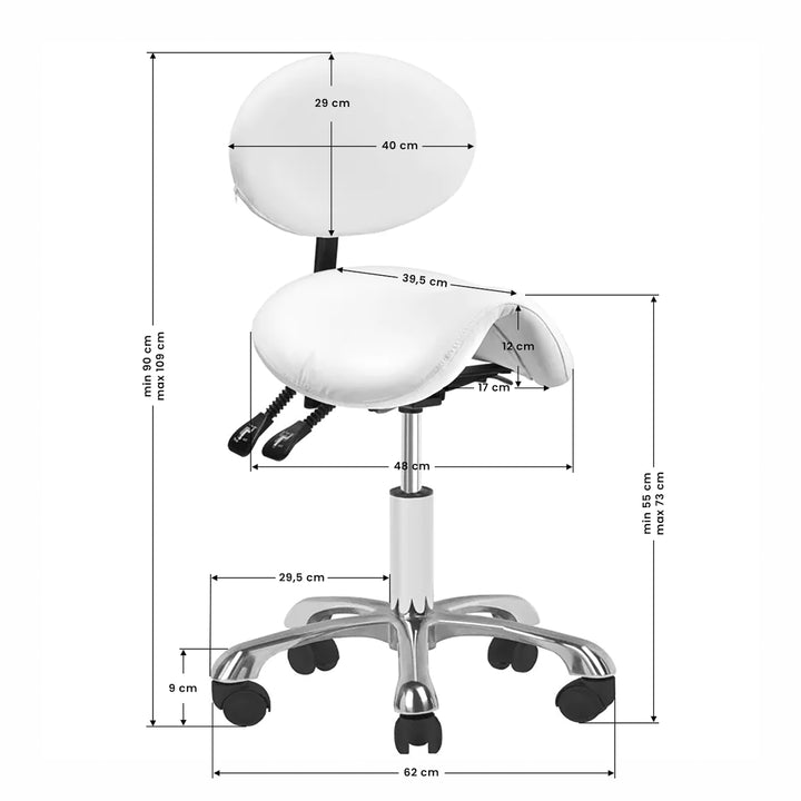 Taburett Sadelstol Giovanni 1025 med ryggstöd - Vit - bild 5