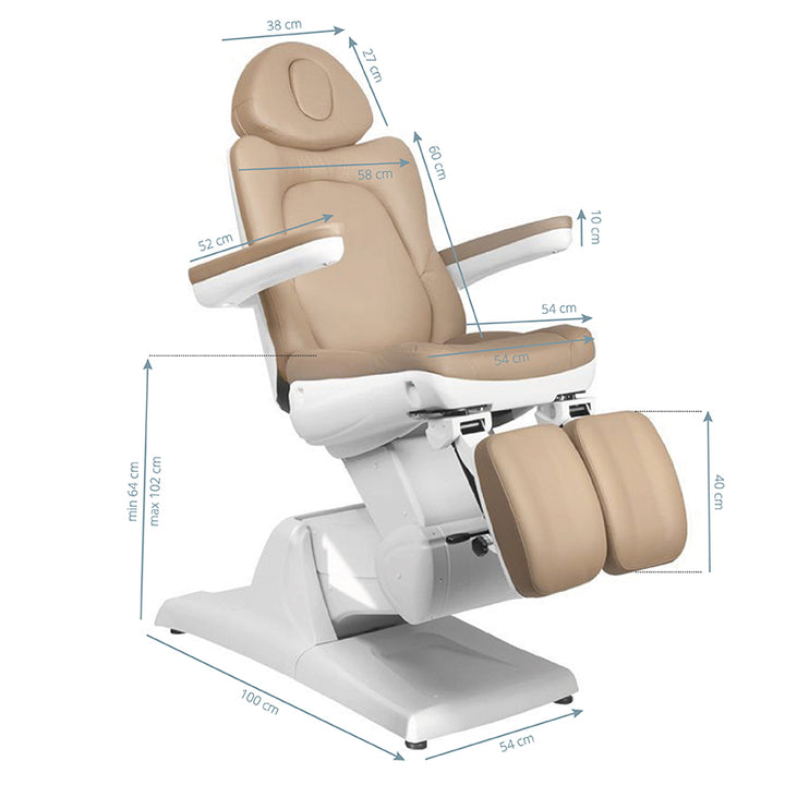 Elektrisk Behandlingsstol Azzurro 870S Pedi 3 Motorer Cappuccino - bild 11