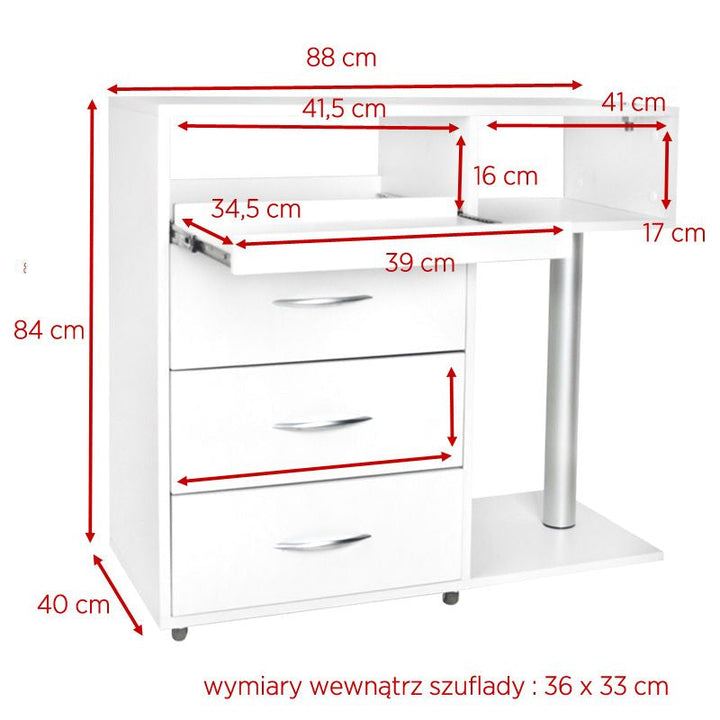 Beauty Trolley Y-300 Vit - Frisörvagn på hjul - bild 5