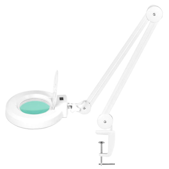 Förstoringslampa LED 5D med bordsklämma S5 - Vit