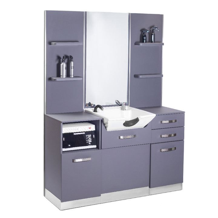 Sminkbord / Frisörplats Gabbiano B085 med tvättställ - Grå - bild 2