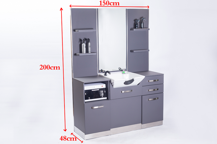 Sminkbord / Frisörplats Gabbiano B085 med tvättställ - Grå - bild 3