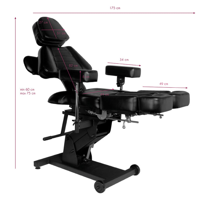 Elektrisk tatueringsstol Pro Ink 606, 2 motorer, Svart - bild 10