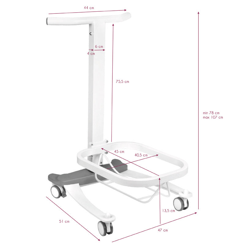 Voetenbad Pedicure Comfort op Wielen met Liftfunctie Wit - afbeelding 5