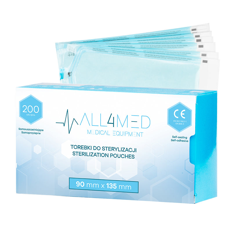 All4Med Självhäftande Steriliseringspåsar 90x135 mm – 200 st