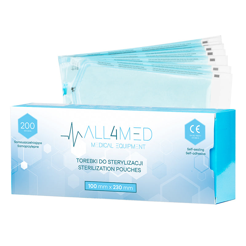 All4Med Självhäftande Steriliseringspåsar 100x230 mm – 200 st