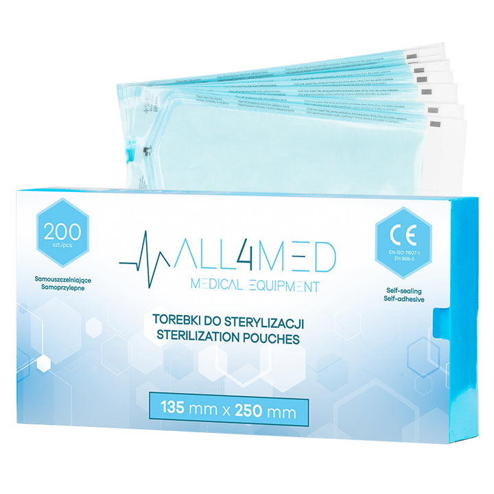 All4Med Självhäftande Steriliseringspåsar 135x250 mm – 200 st