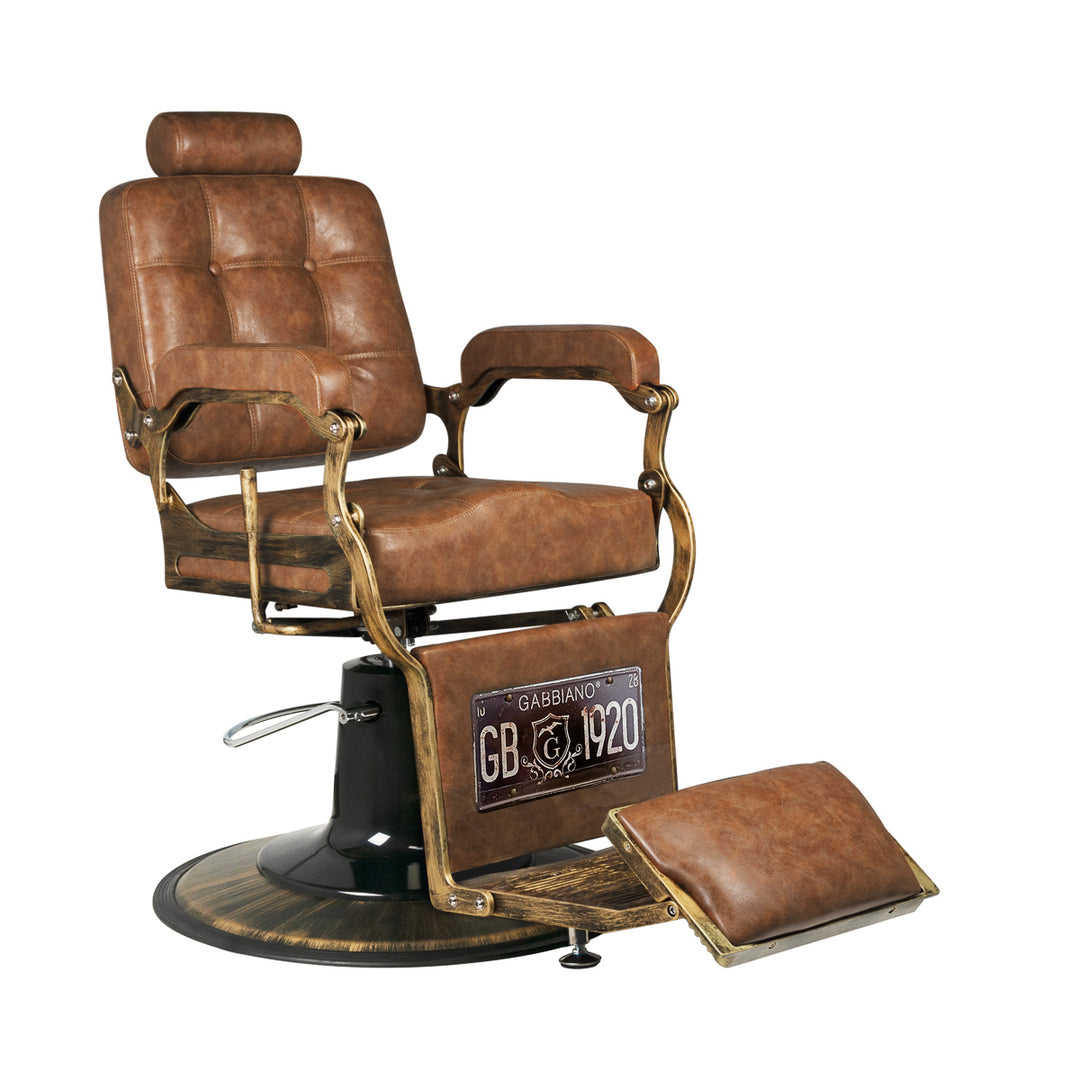 Barberarstol Gabbiano Boss Vintage Läder - Ljusbrun