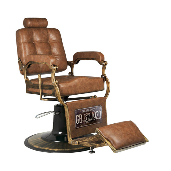 Barberstol Gabbiano Boss Vintageläder - Ljusbrun