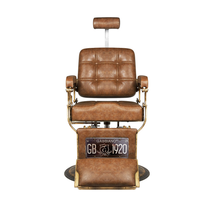 Barberarstol Gabbiano Boss Vintage Läder - Ljusbrun - bild 3