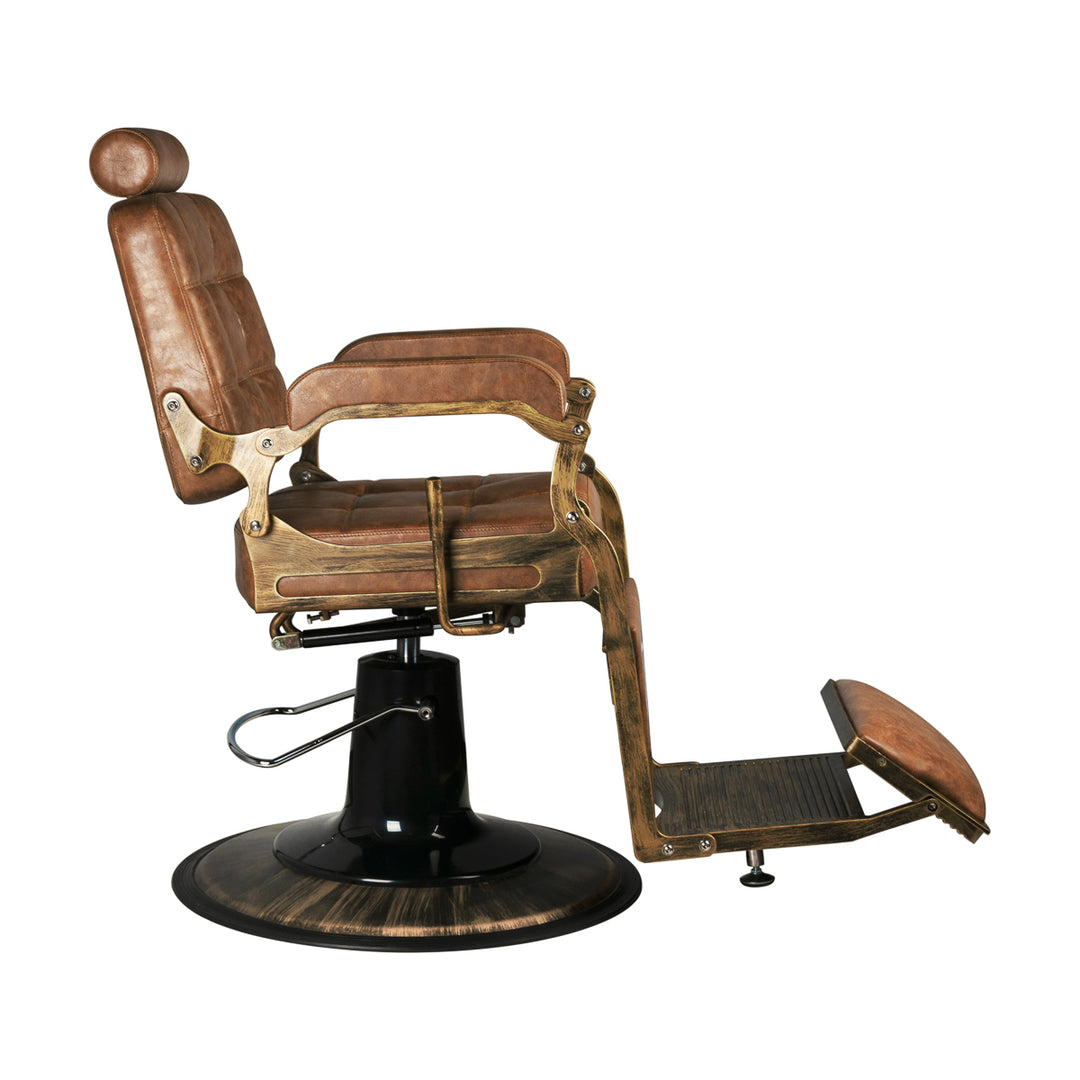 Barberarstol Gabbiano Boss Vintage Läder - Ljusbrun - bild 4