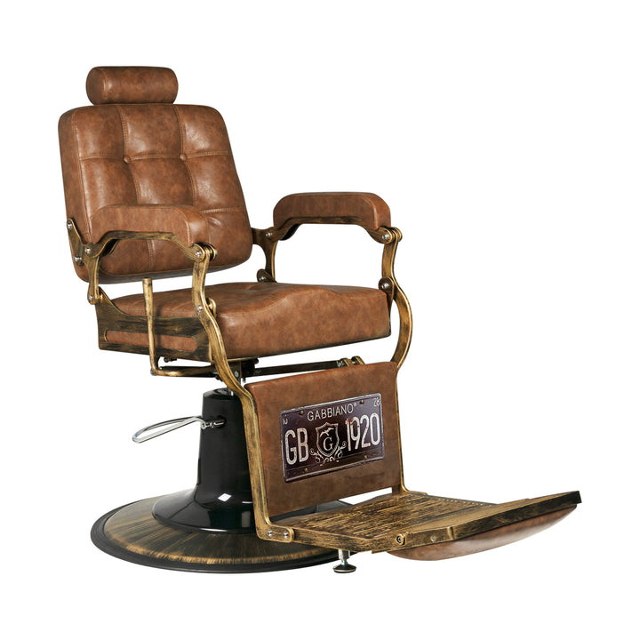 Barberarstol Gabbiano Boss Vintage Läder - Ljusbrun - bild 6