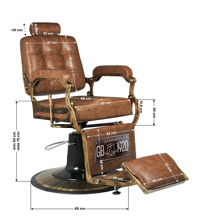 Barberarstol Gabbiano Boss Vintage Läder - Ljusbrun - bild 8