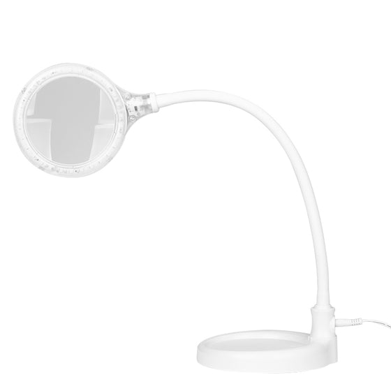 Förstoringslampa LED Elegante 2014-2R Vit 3D - På fot & bordsklämma