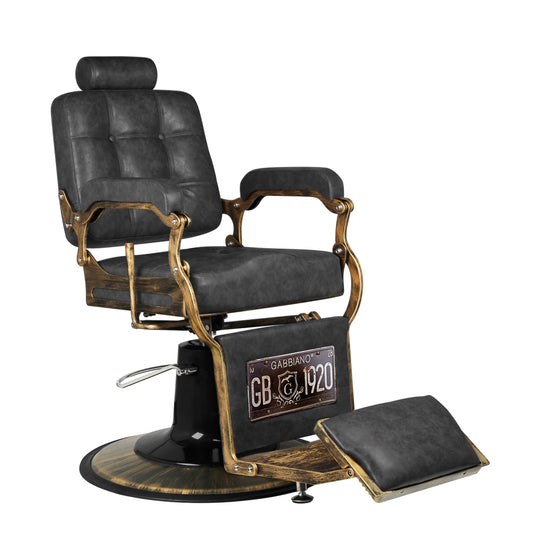 Barberstol Gabbiano Boss HD Vintageläder - Svart