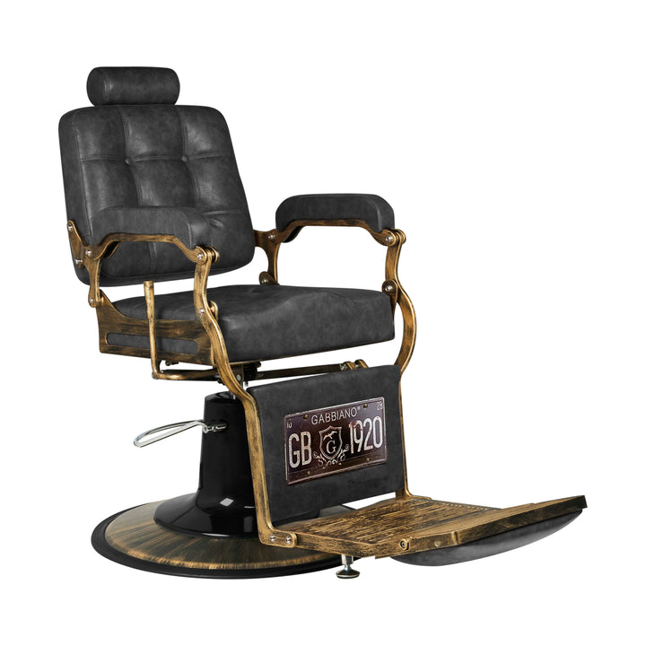 Barberarstol Gabbiano Boss HD Vintage Läder - Svart - bild 5