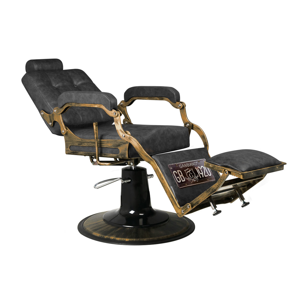 Barberarstol Gabbiano Boss HD Vintage Läder - Svart - bild 6