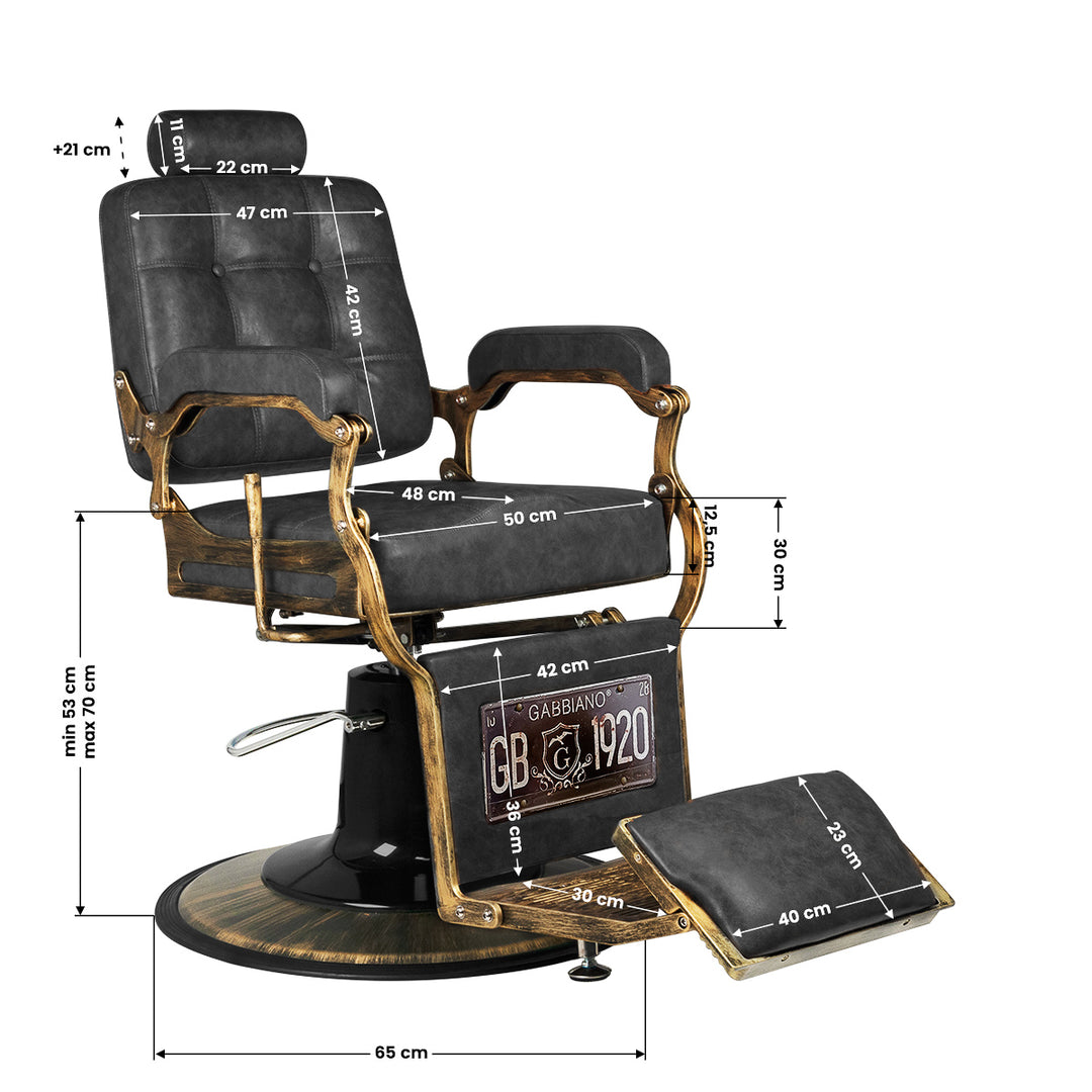 Barberarstol Gabbiano Boss HD Vintage Läder - Svart - bild 7
