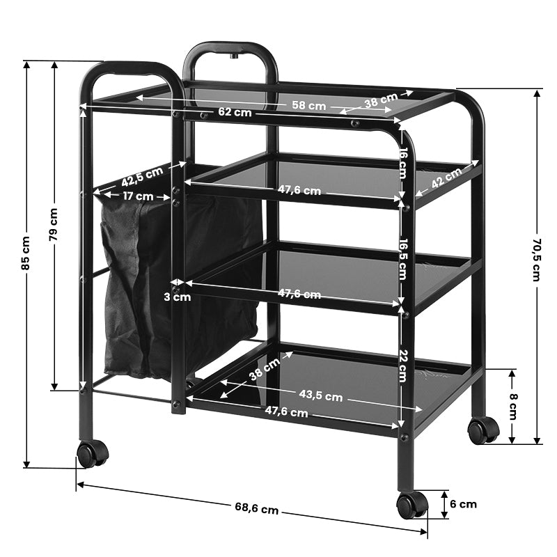 Rullvagn Giovanni 1031 Svart - bild 6