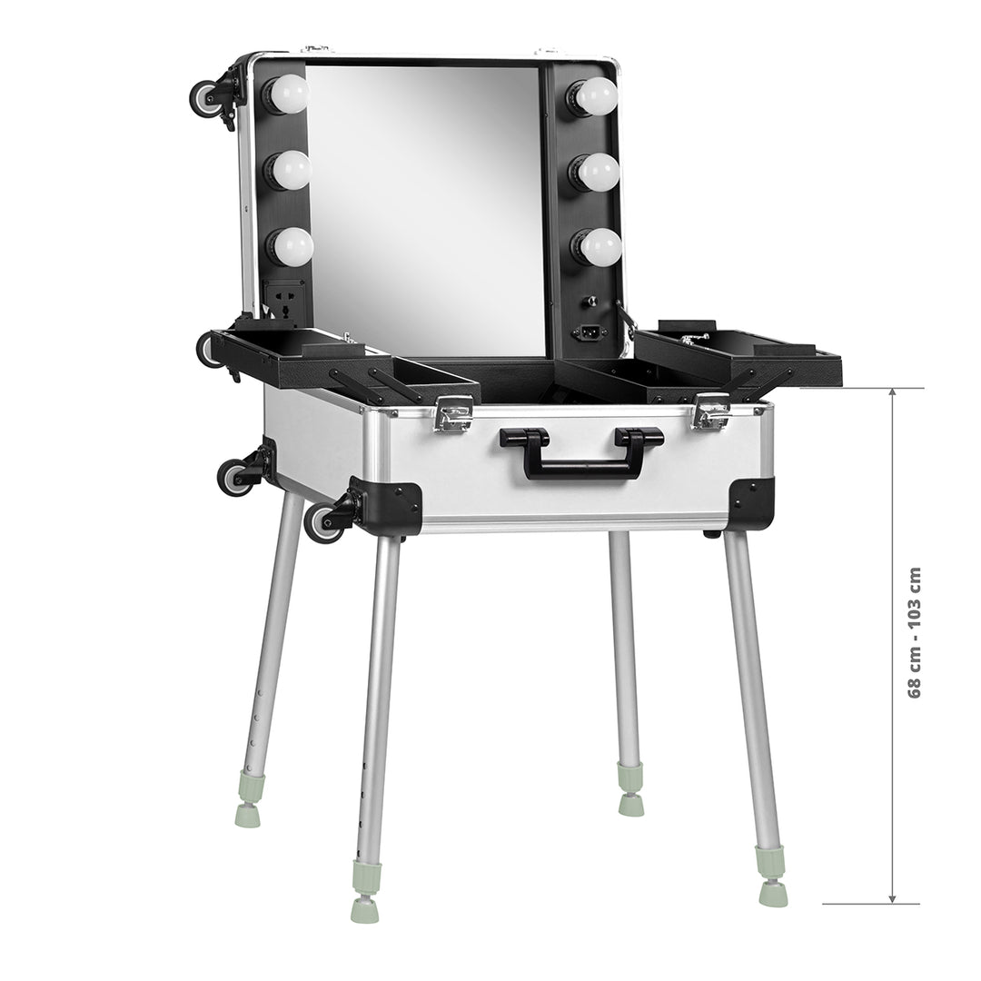 Make-up Koffer Mobiel Station T-27 met Verlichte Spiegel Zilver - afbeelding 8