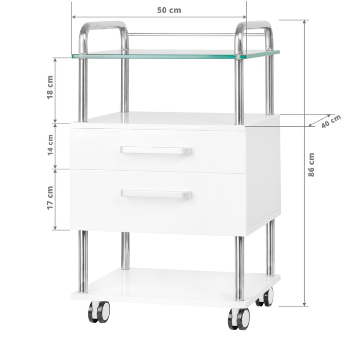 Behandlingsvagn 6052 rullvagn på hjul - Vit - bild 5
