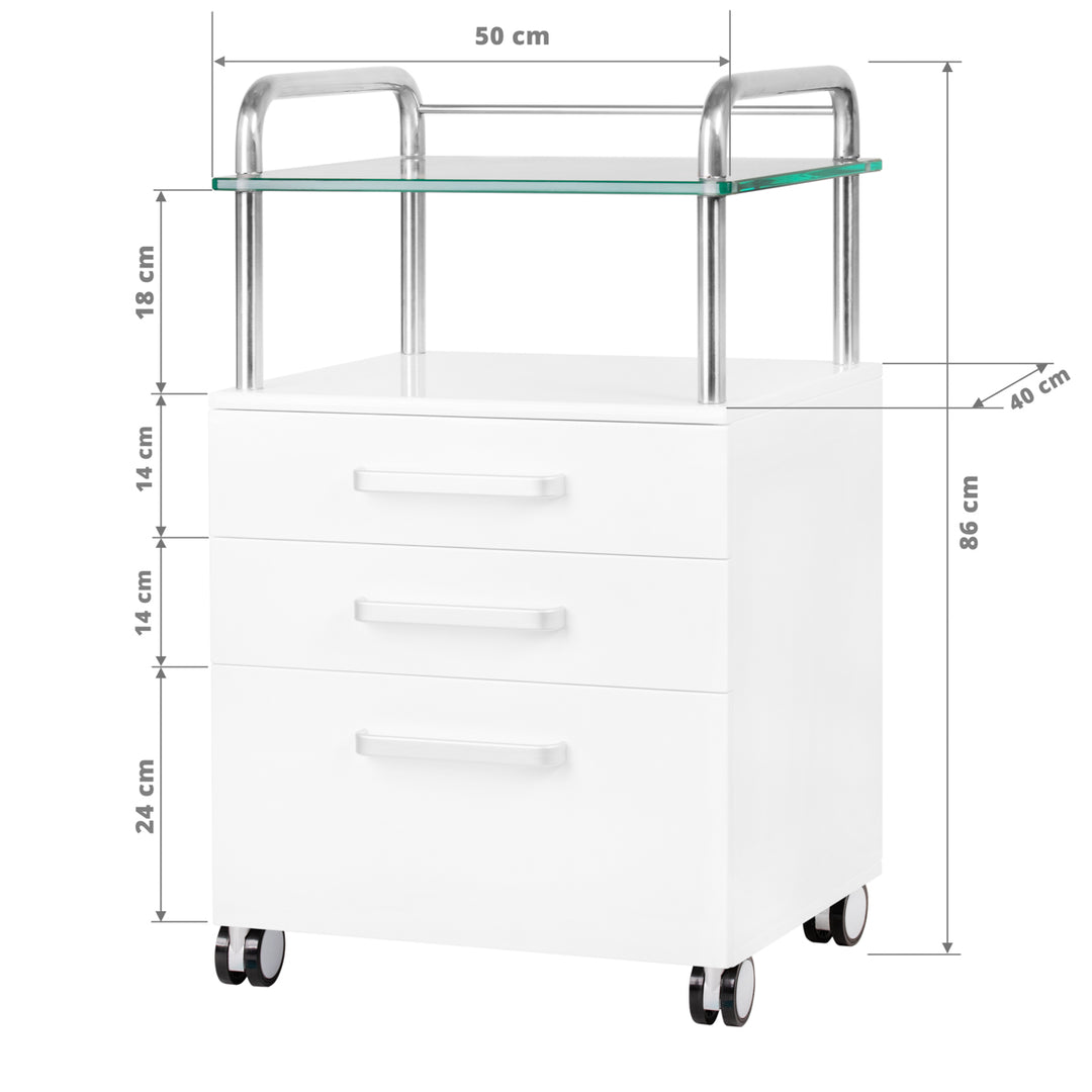 Behandlingsvagn 6053 rullvagn på hjul - Vit - bild 5