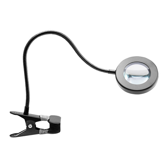 Förstoringslampa LED 5D med bordsklämma USB Svanhals - Svart
