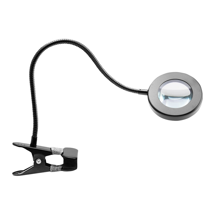 Förstoringslampa LED 5D med bordsfäste svanhals USB Svart