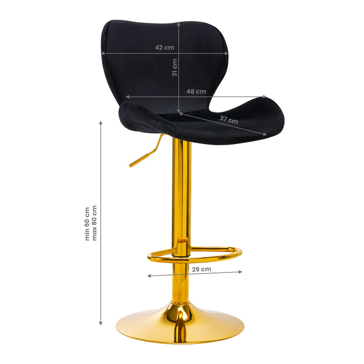 Barstol med ryggstöd 4Rico QS-B15 - Svart/Guld sammet - bild 6