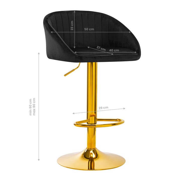 Barstol med ryggstöd 4Rico QS-B16G - Svart/Guld sammet - bild 6
