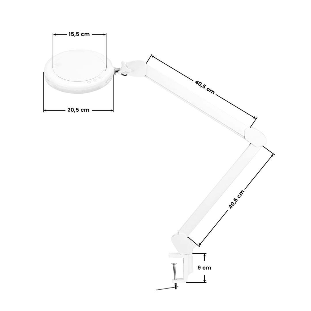 Förstoringslampa LED 5D med bordsfäste Glow 8021 Vit - bild 10