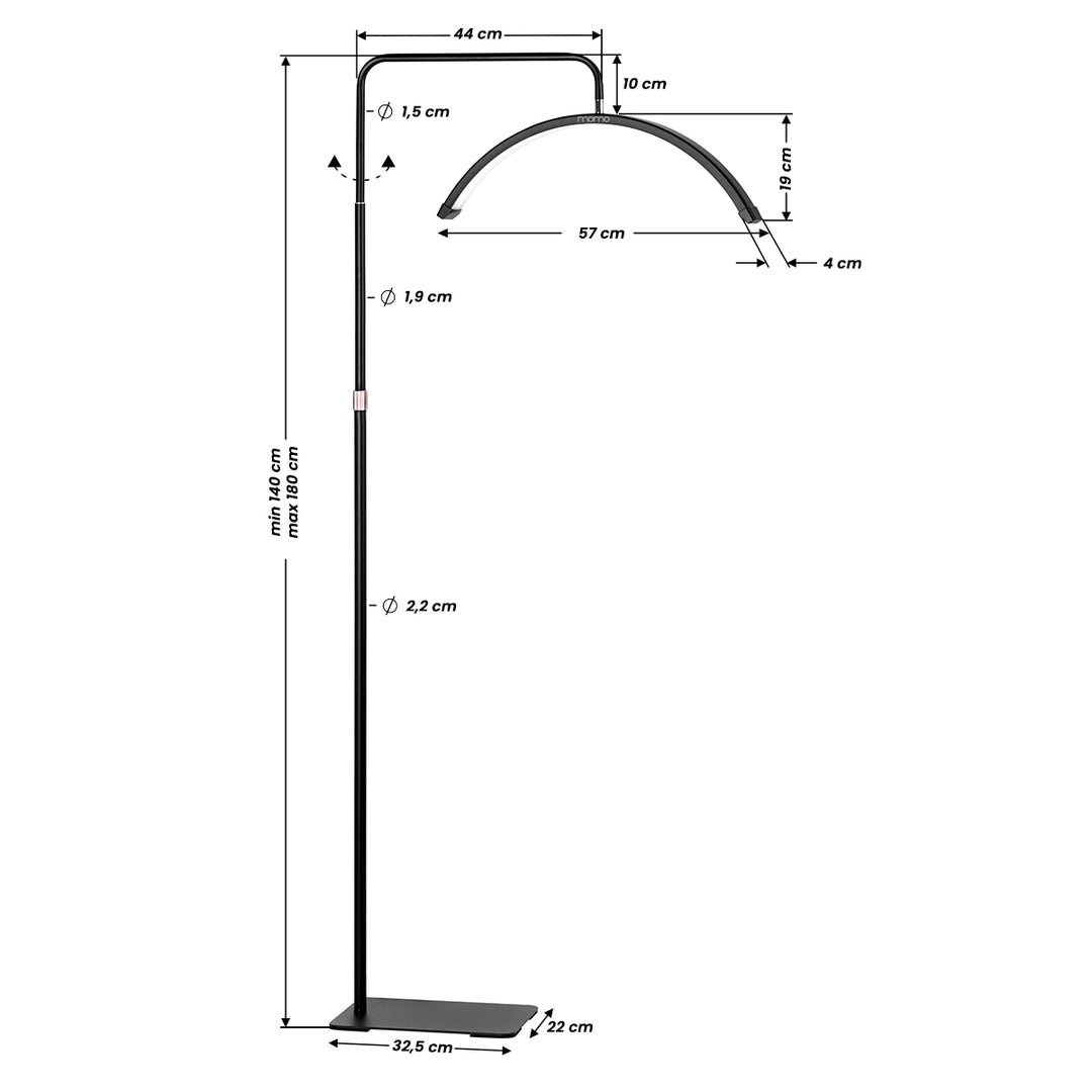 Franslampa LED med stativ Momo Moon MX6 - Svart - bild 13