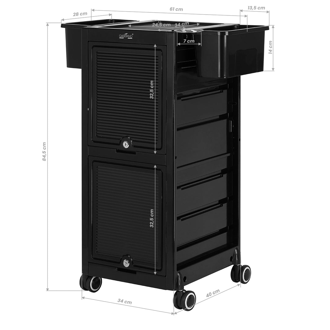 Låsbar frisörvagn Gabbiano C12 – Svart - bild 16