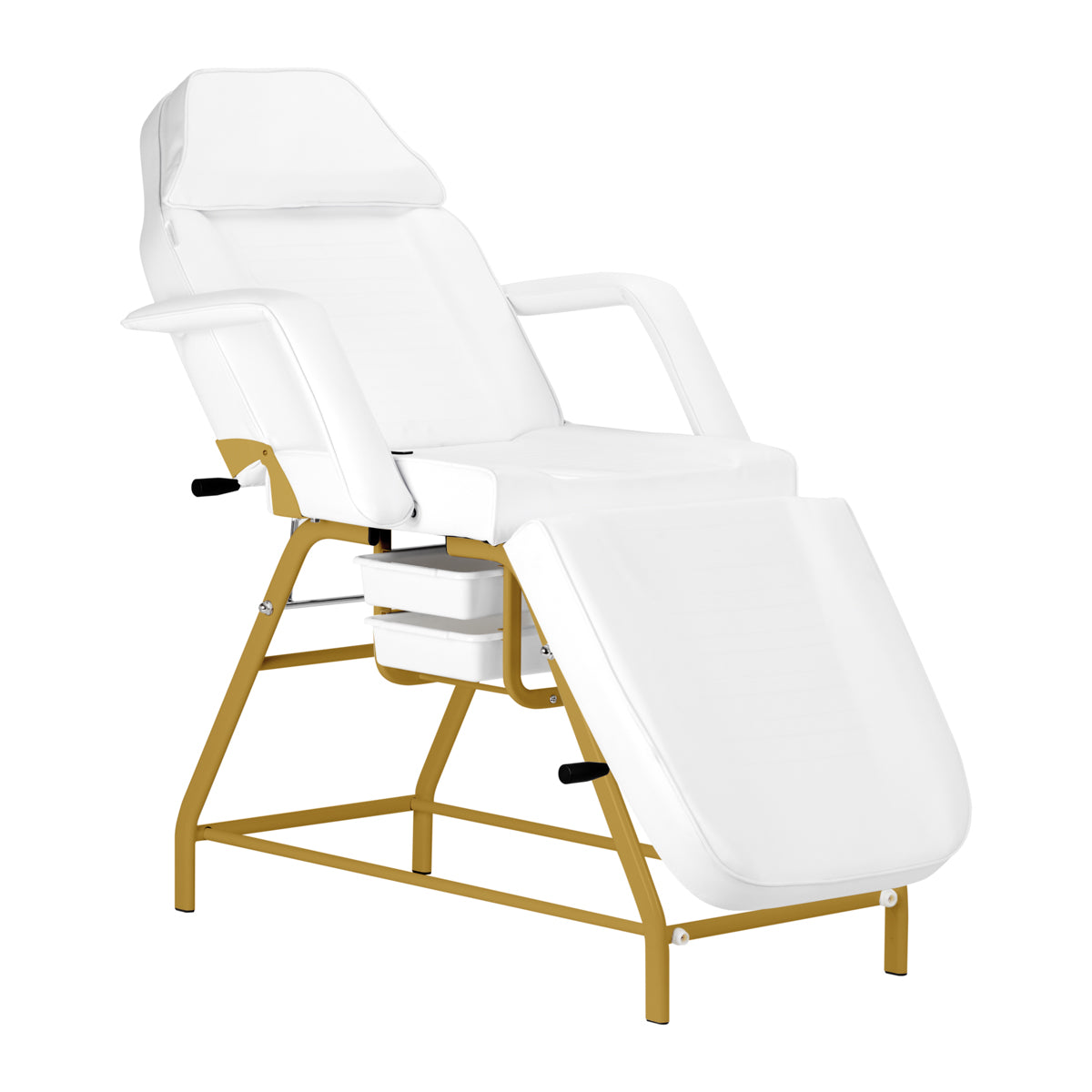 Behandlingsstol 557G med brickor, guld/vit