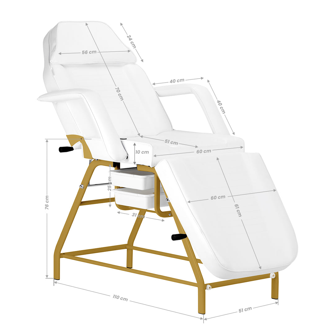 Behandlingsstol 557G med brickor, guld/vit - bild 19