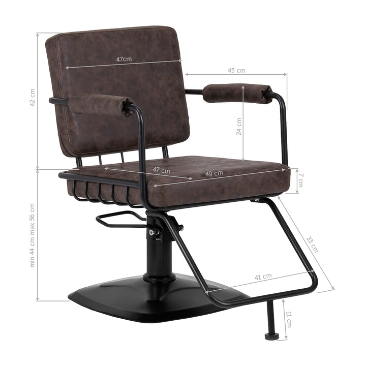 Frisörstol Gabbiano Katania Loft Vintage Läder Mörk Brons - bild 10
