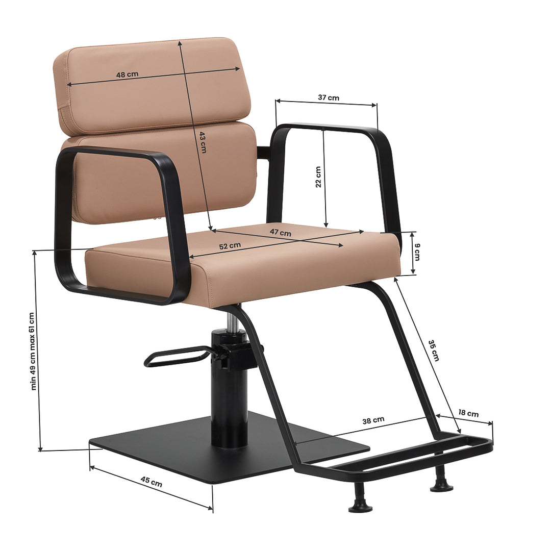 Frisörstol Gabbiano Porto Svart/Beige - bild 8