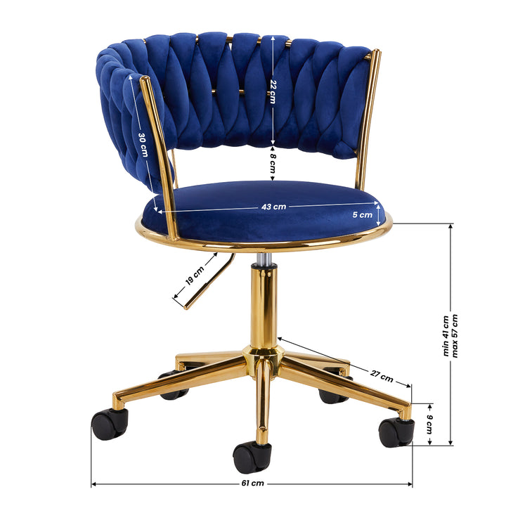 Taburett med hjul 4Rico QS-GW01G - Blå sammet - bild 9