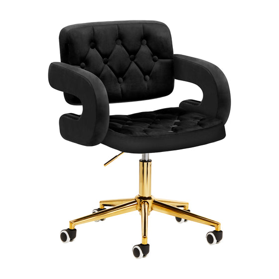 Justerbar salongsstol i sammet 4Rico QS-OF213G - Guld/Svart