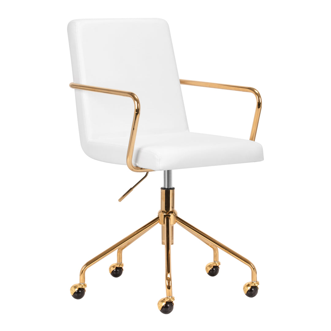Taburett med hjul QS-OF211G - Guld/Vit