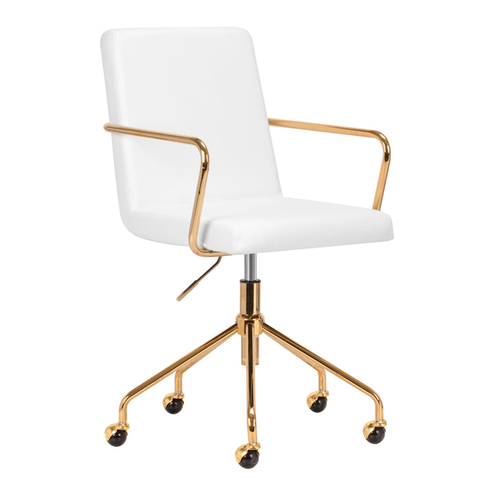 Taburett med hjul QS-OF211G - Guld/Vit