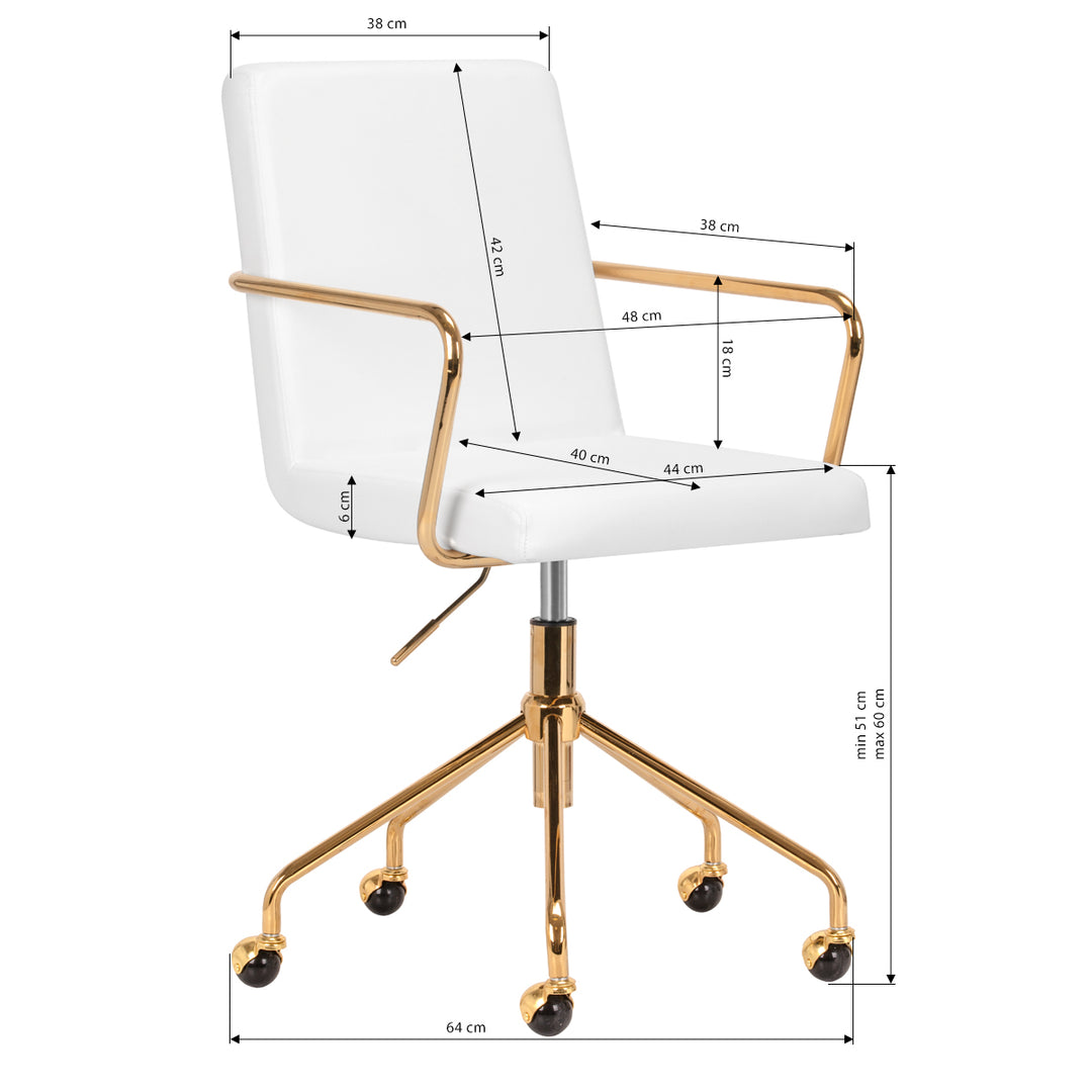 Taburett med hjul QS-OF211G - Guld/Vit - bild 9