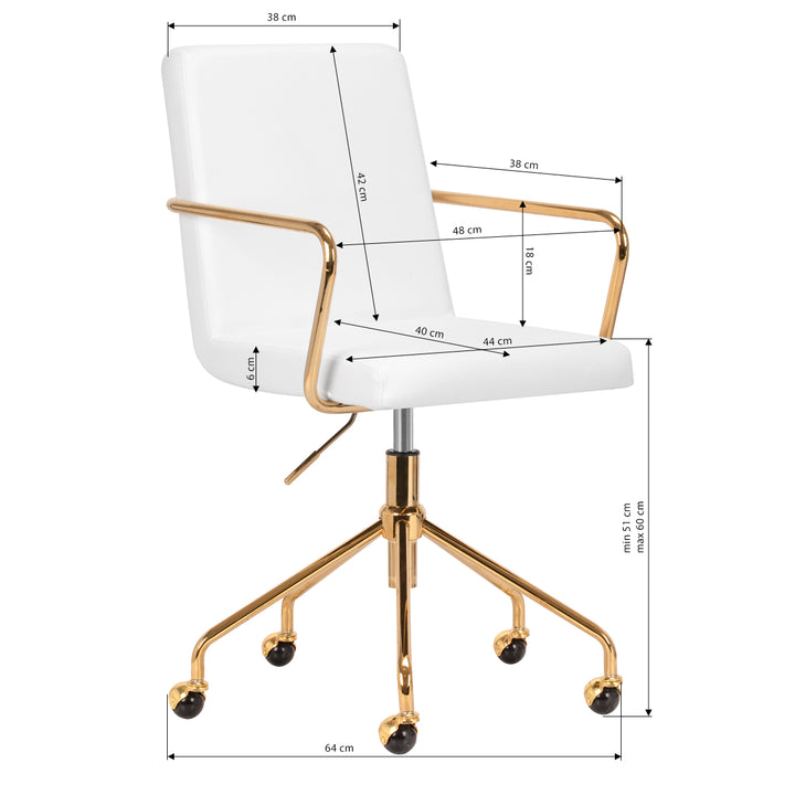 Taburett med hjul QS-OF211G - Guld/Vit - bild 9