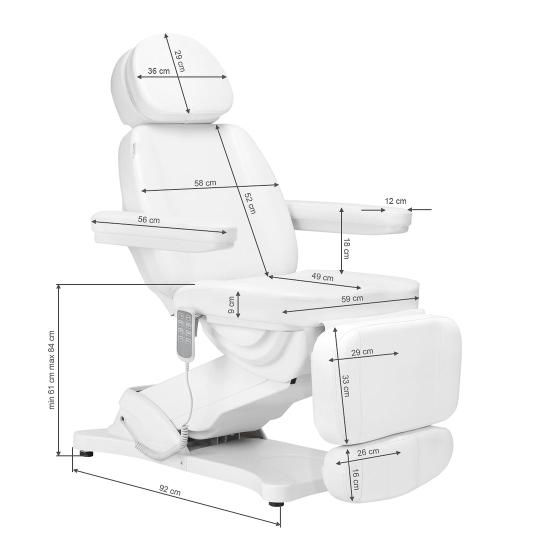 Elektrisk behandlingsstol Sillon Classic 4 motorer med tilt - Vit - bild 21