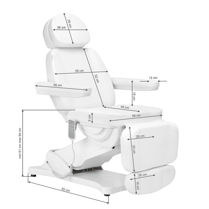 Elektrisk behandlingsstol Sillon Classic 4 motorer med tilt - Vit - bild 21