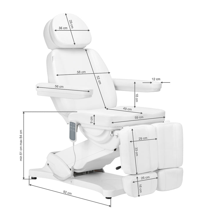 Elektrisk behandlingsstol Sillon Classic 3 motorer med tilt - Vit - bild 21