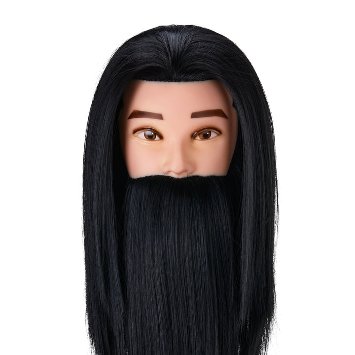 Kappershoofd met Baard Gabbiano WZ4 Synthetisch Haar Zwart