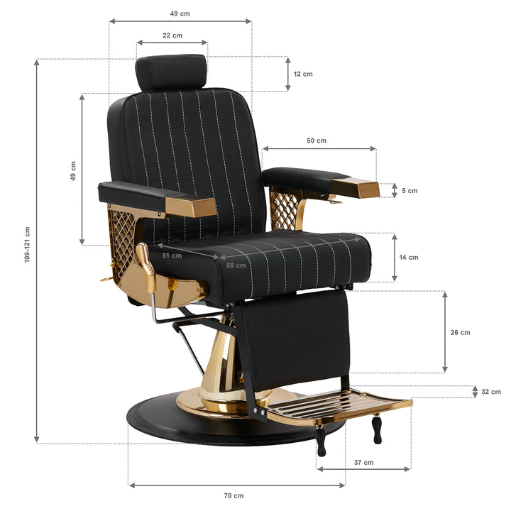 Barberarstol Gabbiano Marcus - Guld/Svart - bild 13