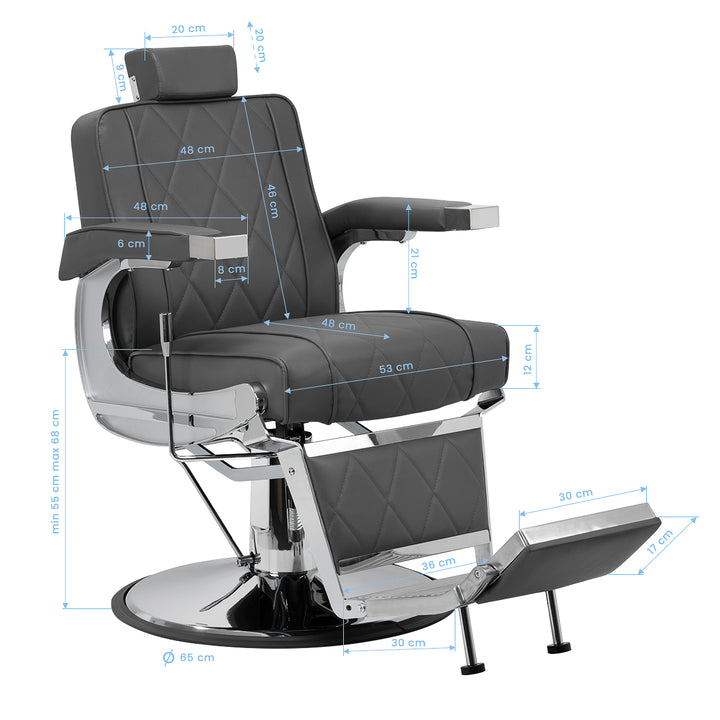 Barberarstol Hair System BM88066 - Grå - bild 17