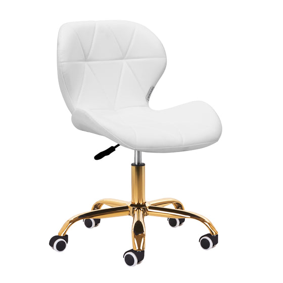 4Rico QS-06 Justerbar Taburett med Hjul - Guld/Vit
